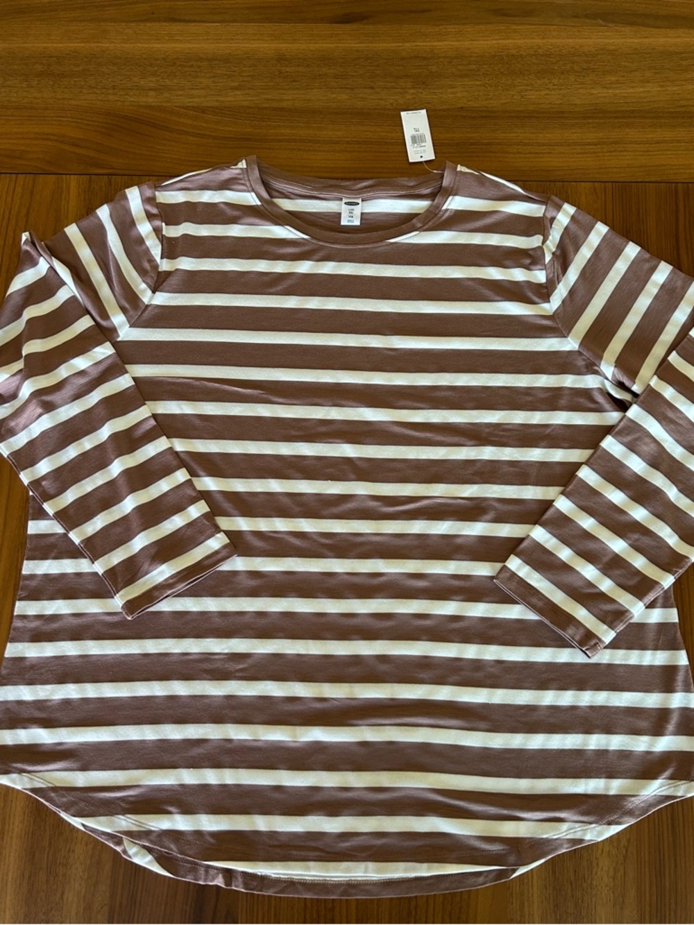 Old Navy Striped Long Sleeve Tee - Cream & Brown